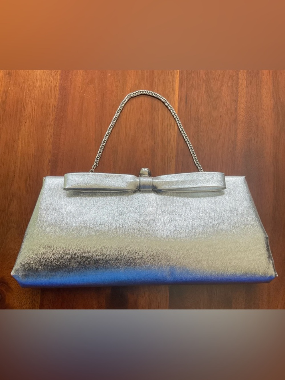 Vintage HL U.S.A. Silver Leather Clutch